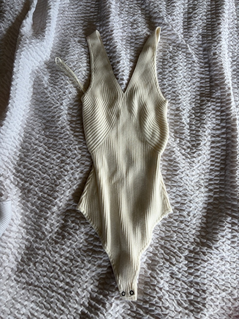 Abercrombie Cream Ribbed Bodysuit